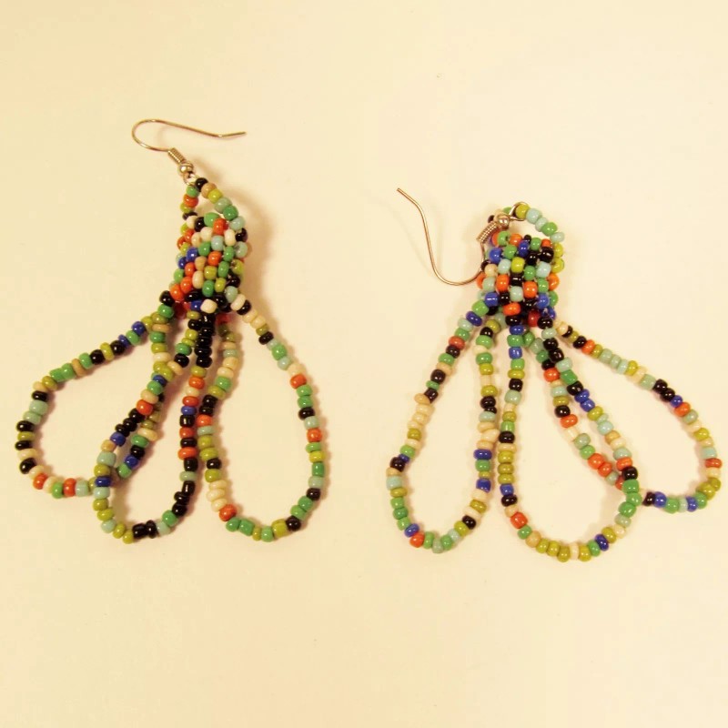 "Handmade" 2 1/2" Bold Multicolor Simple Style Handmade Dangle Hoop