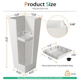 Heyzier Tall Planters for Outdoor Plants, Large Resin Flower Pots for Garden, Front Porch, Patio, Indoor - Set of 2 (White, 27.5 inch - 2 Pack)