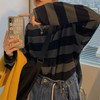 Zhiyouni Womens Mens Punk Gothic Oversized Striped Shirt Tops (Grey-M)