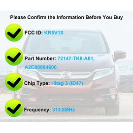 Smart Key for Honda Odyssey 2014-2017, YIKEBALOG Proximity Remote Control Key Fob Replacement for KR5V1X 72147-TK8-A81