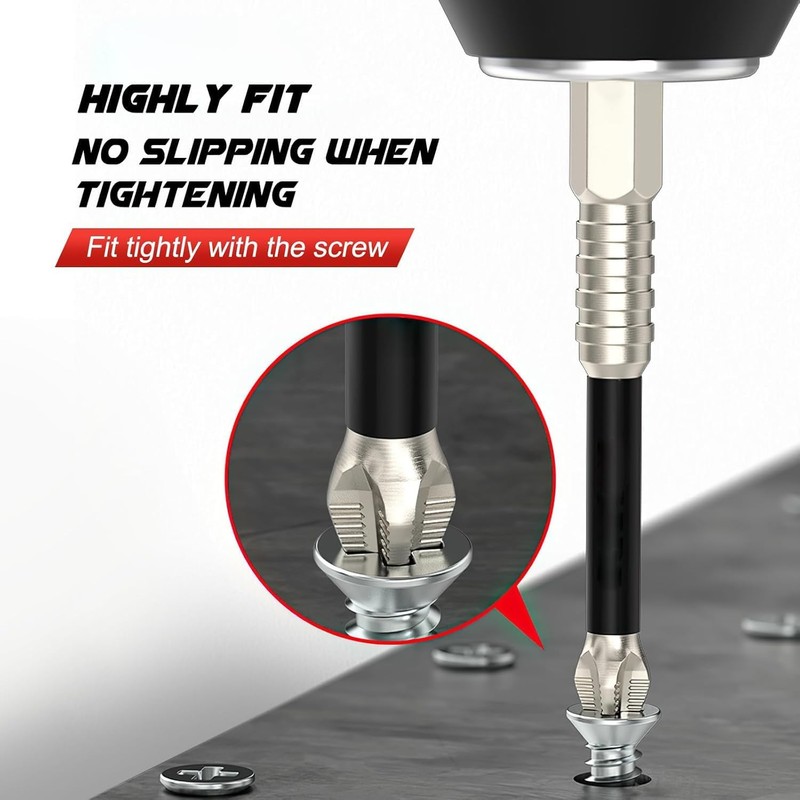 6 Piece Magnetic Screwdriver Bit Set - Extra Strong Magnetized
