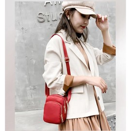 DIVA Rose Women's Shoulder Bag, Simple, Smartphone Pouch, Pochette, Stylish, Lightweight, Men's, Vertical Type, Mini Shoulder Bag, Nylon Bag, red