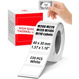 M110 Thermal Labels 40mmx30mm（1.57x1.18）- Original Square M220 Label Refills Compatible with Phomemo M110 M150 M220 M221 M250 M260 M100 Labels Maker, Waterproof Sticker for Home/Business/Office