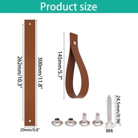 BUXIMN 6pcs Leather Straps for Hanging, Leather Curtain Rod Holder, Sign Straps Hook Hanging Strap Hanger with Screws for Home Wall Wedding Event Display Deacoration (Brown)