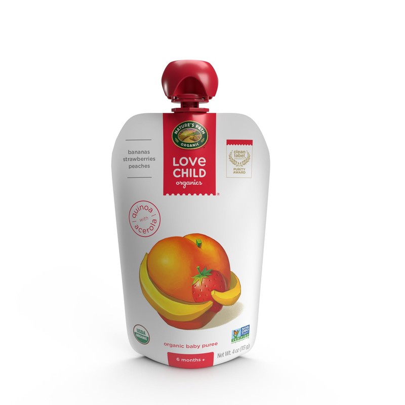 Love Child Organics Superblends Bananas, Strawberries + Peaches Puree, 4