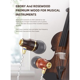 Yinyoo KBEAR KW1 Wired Wooden Earbuds with HD Microphone, 3.5mm Hi-Res Noise-Isolating IEM Headphones for Musicians Singers Audiophiles with Storage Case Eartips (Reddish Brown, With Mic)