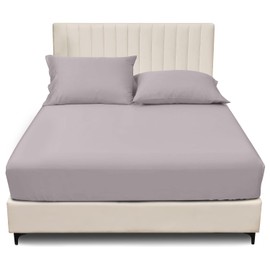 Polycotton Double Fitted Sheet (135x190 cm) - Plain Bedding Bedsheets For Double Bed 25cm Deep - Anti Allergic Elastic Corner Bedsheet & Mattress Sheet - Grey