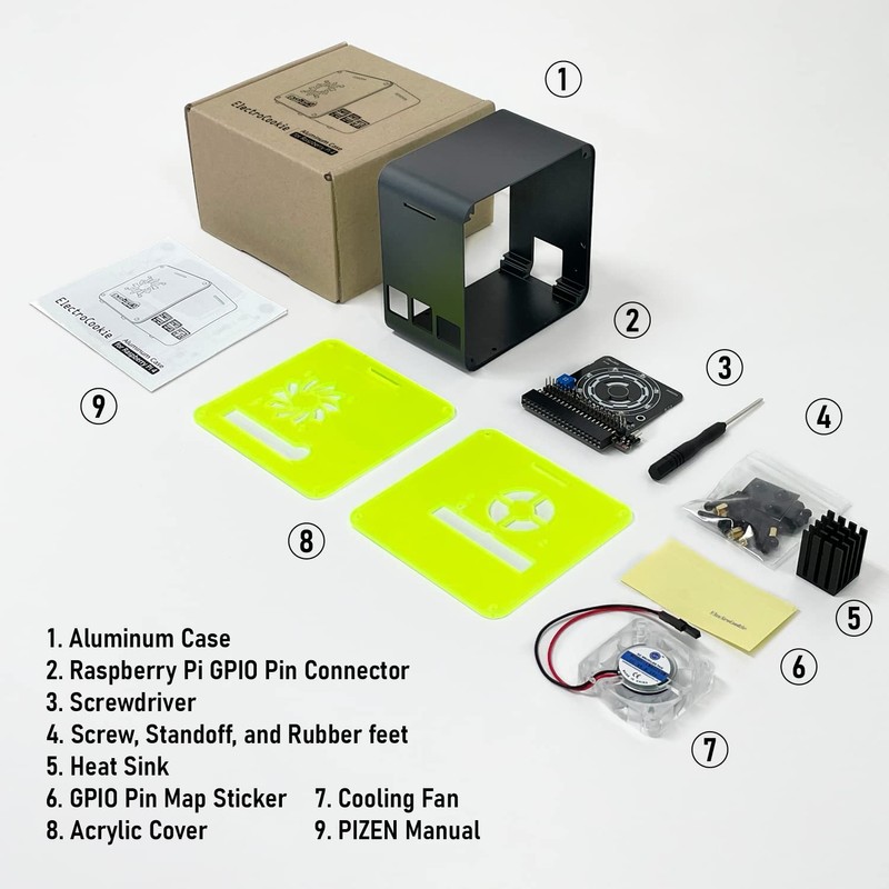 ElectroCookie Raspberry Pi 4 Case, Aluminum Mini Tower Case with