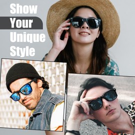 KANASTAL 2 Packs Green Sunglasses Mens Polarised Blue Mirrored Sunglasses Retro Womens Square Retro Polarized Cool Coloured Ladies Sunglass UV Protection - Blue Lens + Green Lens