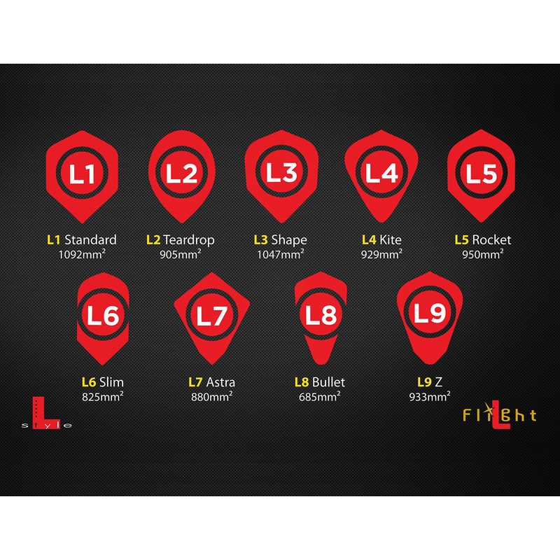 1 SET L STYLE CHAMPAGNE DART FLIGHTS SLIM RED