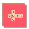 Wee Blue Coo Love You Scrabble Pattern - Valentines/Anniversary Card