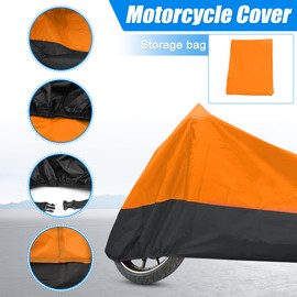 uxcell Motorcycle Cover Bike All Season Waterproof Dustproof Protective Outdoor Motorbike Rain Cover 190T L Orange Black for Kawasaki EX Ninja 250 650 GSXR 600 750 Scooter