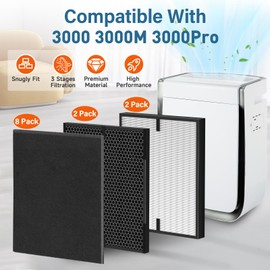 Borgodf 12 Pack 3000 Replacement Filter Compatible with 3000, 3000M, 3000Pro 2 Filters, 2 Activated Carbn Filter and 8 Extra Carbn Pre-Filters