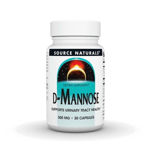 Source Naturals D-Mannose 500mg Potent Urinary Tract (UT) & Bladder Health Support - Fast-Acting, Cleansing, Detoxifying - Naturally Flush Impurities - 30 Capsules