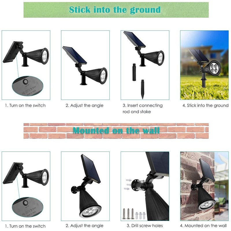 URPOWER Solar Lights Waterproof Solar Lights Outdoor 2-in-1 Adjustable Solar