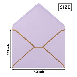 Paquete de 100 sobres A7 de 5 x 7 sobres de tarjetas con solapa en V con borde dorado para oficina, tarjetas de regalo de boda, invitaciones, graduación, baby shower, fiestas, 5.32 x 7.28 pulgadas