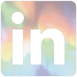 KitAbility Holographic Rainbow Social Media Sticker Decal for Vehicles, Laptops, or Windows, LinkedIn Logo, 4 Inch Size