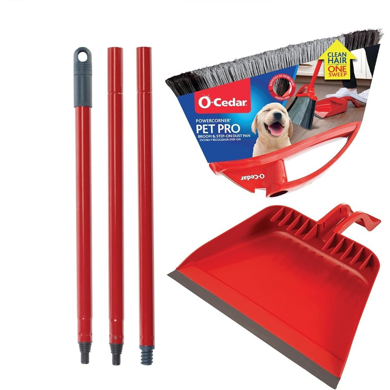O-Cedar Pet Pro Broom with Step-On Dustpan | Remove 99%