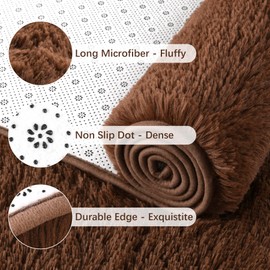 Chicrug Soft Runner Rug for Bedroom Living Room Plush Fluffy Rug 2x6 Feet, Shag Furry Runner Rug Carpet Non Shedding for Nursery Children Kids Girls Room Home Decorative, Brown