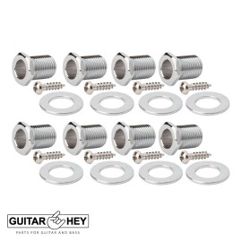 Hipshot NEW Hipshot 8-String Grip-Lock LOCKING TUNERS Oval Buttons 4x4 Set - CHROME