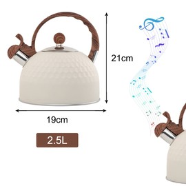 Upspirit Tea Kettle Stovetop, Stainless Steel Whistling Kettles Teapot With Anti-hot Handle, Hot Water Boiling Tea Pots for Stove Top, 2.5 Liter/Beige Color