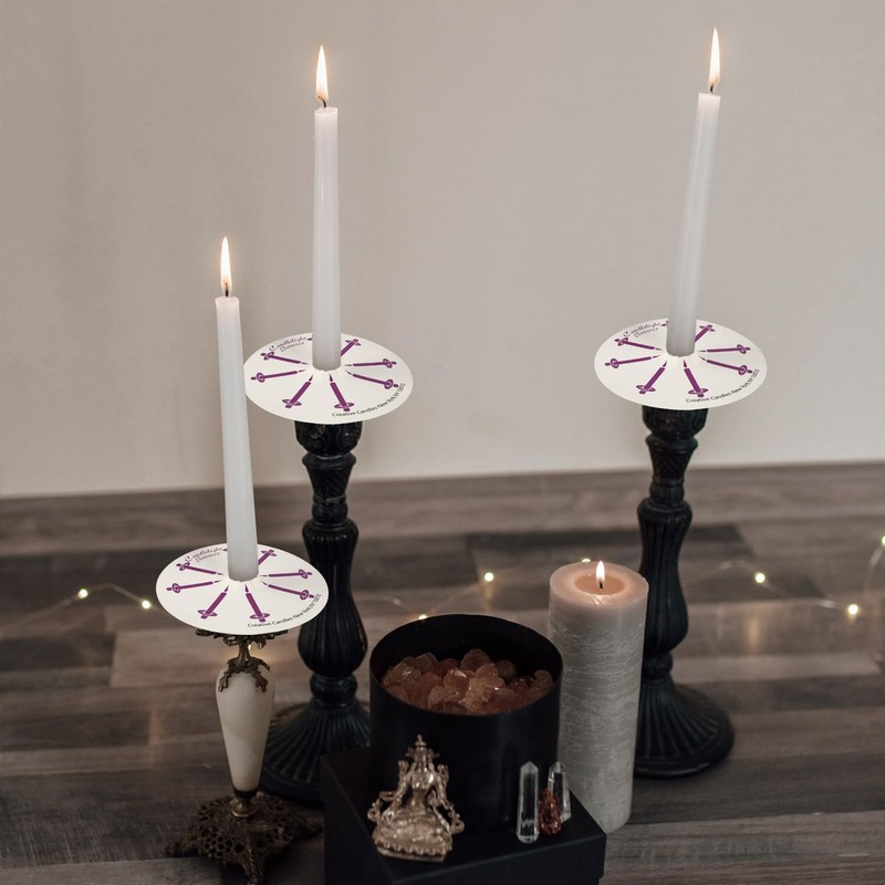 Wfmolcand 200 White Taper Candles with Drip Protectors Smokeless and