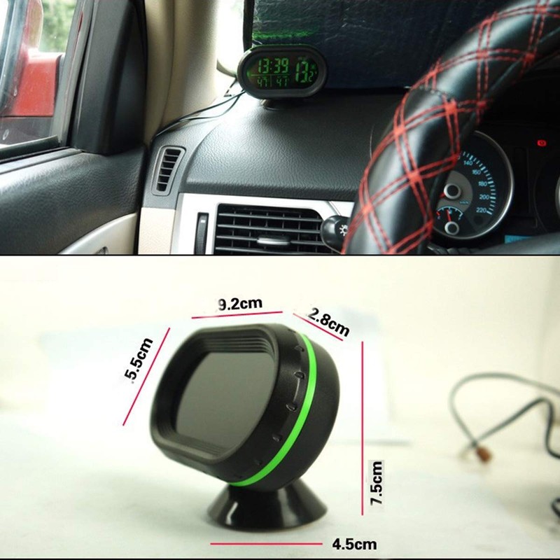 Ruspela Car Thermometer Digital Clock Car Vehicles Dual Temperature Display