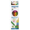 Giotto Mega F225800 Hexagonal Coloured Pencils in 6 Colours, with