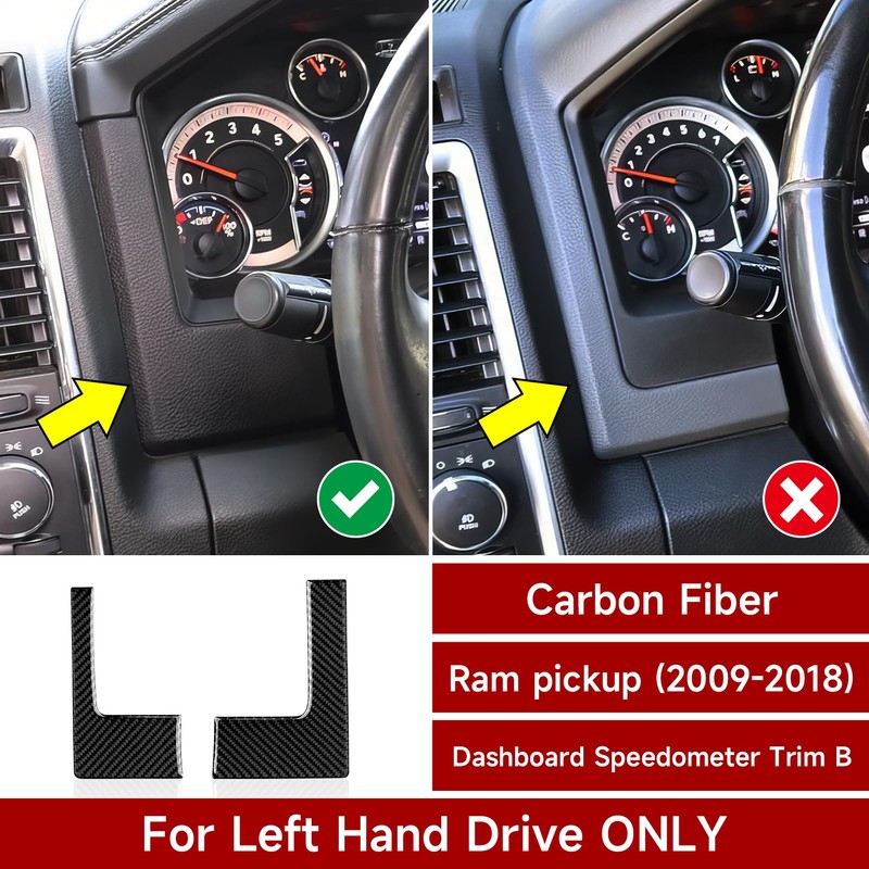 BRMYL Dashboard Speedometer Trim Decals for 2009-2018 Dodge Ram 1500