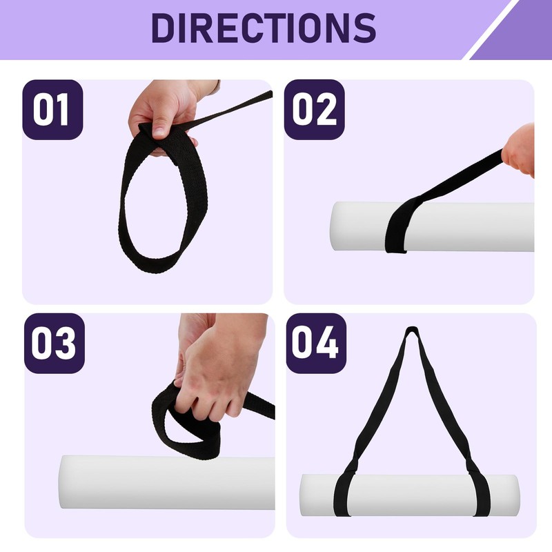 Adjustable Cotton Yoga Mat Carry Strap, Suitable for All Mat