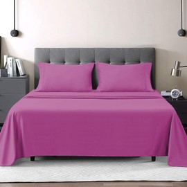 IR Imperial Rooms Twin Sheet Set - 3 Piece Luxury Hotel Bedding Sheets & Pillowcases - Soft Brushed Microfiber Cooling Purple Bed Sheets Deep Pocket up to 16 inch Easy Fit Shrinkage and Fade Resistant