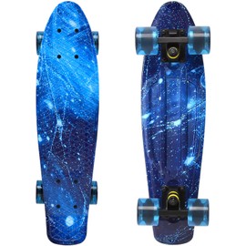 ChromeWheels Skateboards 22 inch Complete Skateboard Deck Mini Cruiser for Kids Boys Girls Youths Beginners, Starry Sky