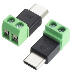 KAUMO USB Type-C Connector, Screw in Power Connector, Set of 2, Compatible with Audio Devices, Black/Gray