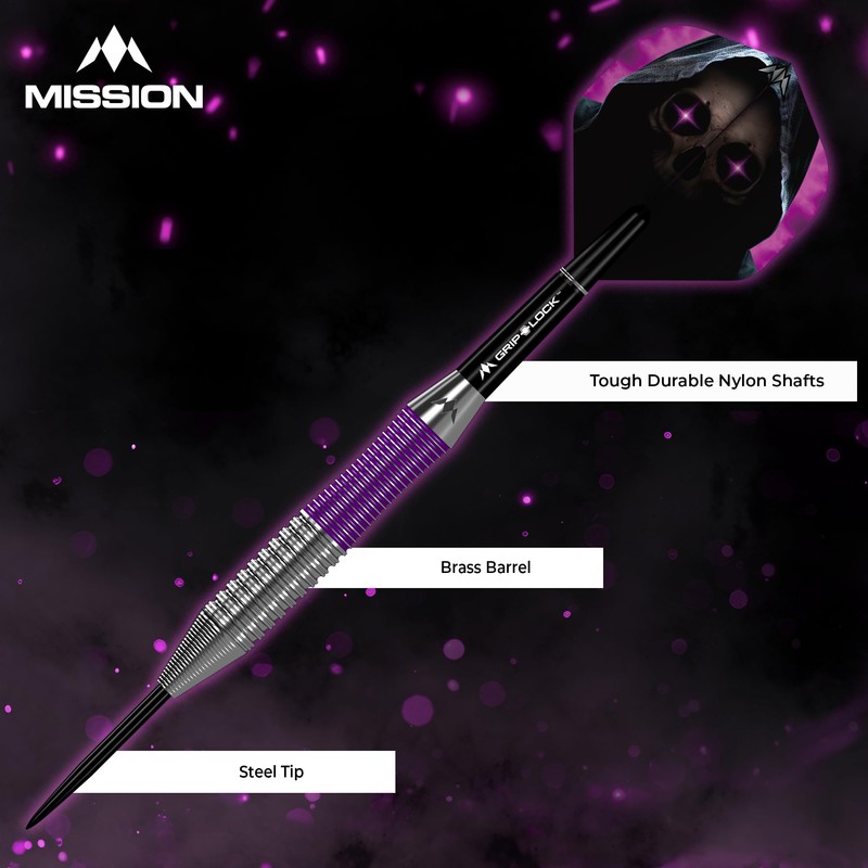Mission | Phantom Darts | Silver & Purple | Brass