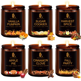 Winter Candles, 6 Pack Soy Candle Set, Winter Scented Candles for Home, Holiday Christmas Gifts for Women Men, Scents of Sugar Cookies/Vanilla Pumpkin/Cinnamon Clove/Apple Pie/Harvest Spice/Fall Party