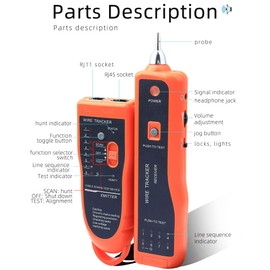 Network Cable Tester Telephone Line Cable Tracker Wire Tracer Test CAT5 CAT6 RJ45 RJ11 Ethernet LAN Network Cables XQ-350