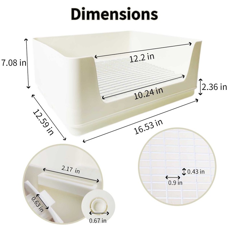 Fhiny Large Rabbit Litter Box for Cage, Plastic Guinea Pig
