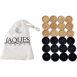 Jaques of London Draughts Pieces | Draughts Set in a Drawstring Bag | Quality Stackable Checkers Pieces for Playing with your Draughts Board Game | Since 1795