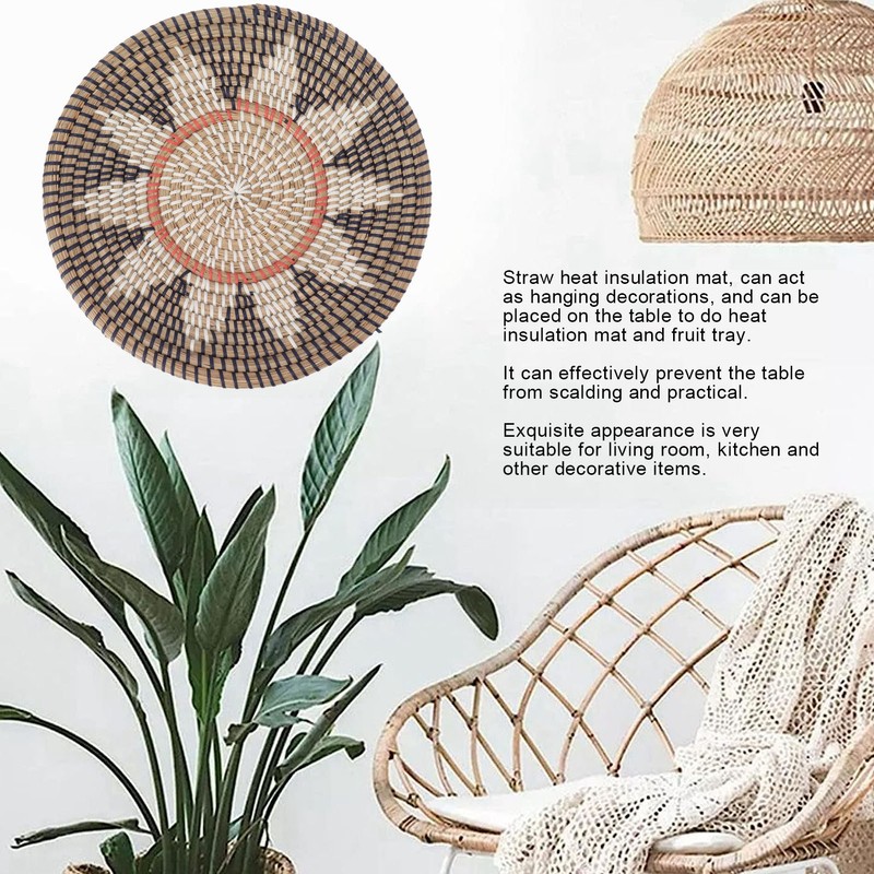 Round Grass Wall Ornaments 35cm Diameter Hand Knitting Hanging Woven