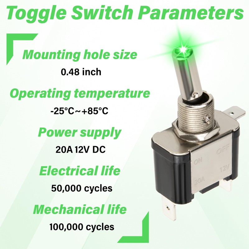 3 PCS LED Lighted Rocker Toggle Switch, 12V SPST 3