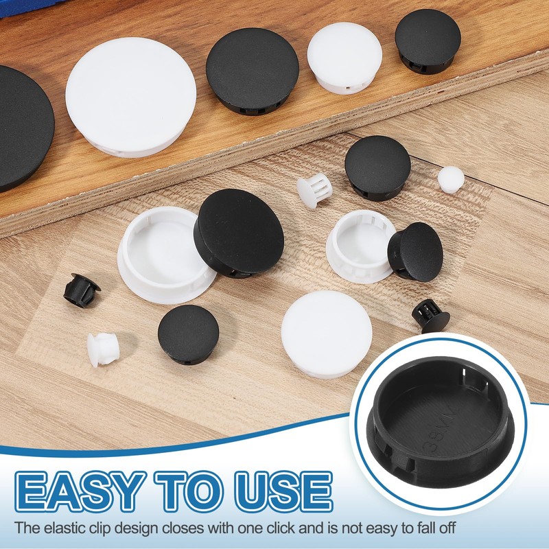 PATIKIL 38 mm/1-1/2" Plastic Hole Plugs, 15 Pack Flush Type