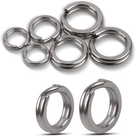 OROOTL Snap Rings Fishing Split Rings Stainless Steel Pack of 100 High Strength Fishing Bait Treble Hooks Connector Double Snap Ring Bait Ring Saltwater Fishing Accessories Set
