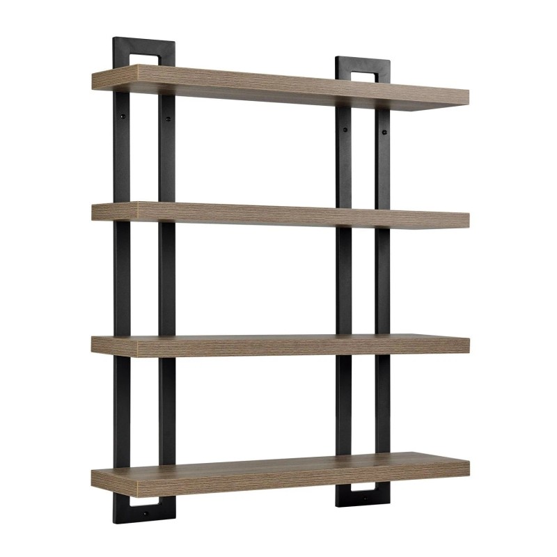 Unbranded Danya B. 4-Tier Floating Bracket Wall Shelf - Walnut