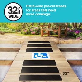 LifeGrip Anti Slip Traction Treads (10-Pack), 6 inch X 32 inch, Best Grip Tape Grit Non Slip, Outdoor Non Skid Tape, High Traction Friction Abrasive Adhesive for Stairs Step, Black