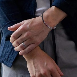 Shecina Grandson Morse Code Stainless Steel Handmade Braided Bead Leather Bracelet For Men