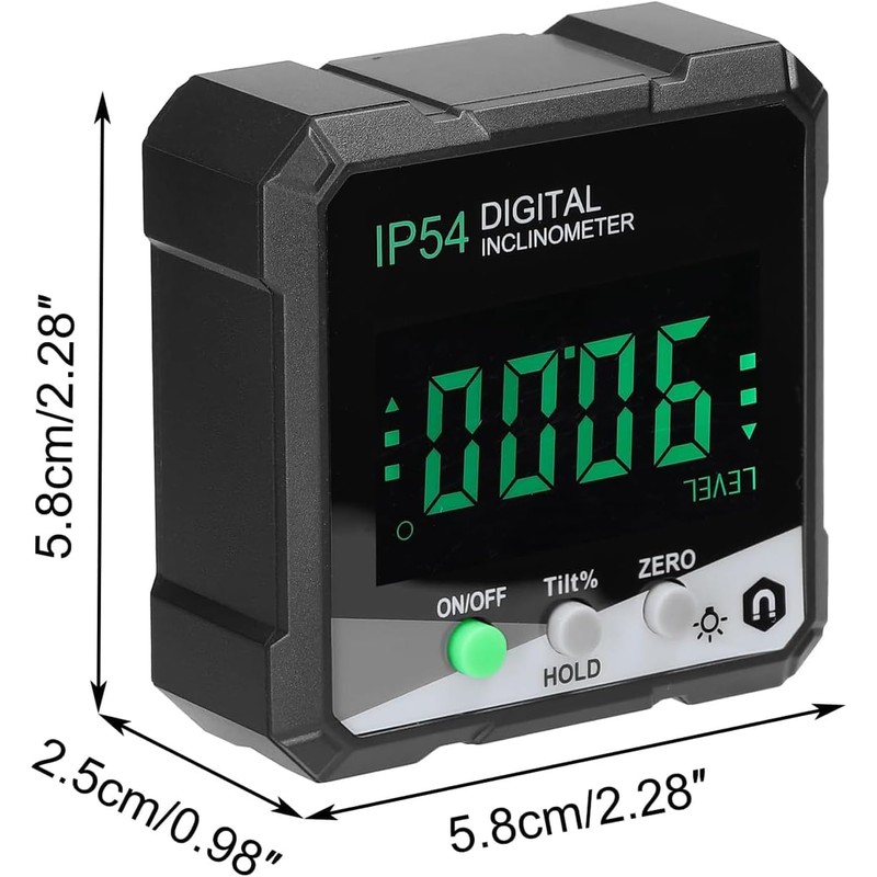 OBEST Digital Inclinometer LCD 4 x 90°, Digital Inclinometer 360°,