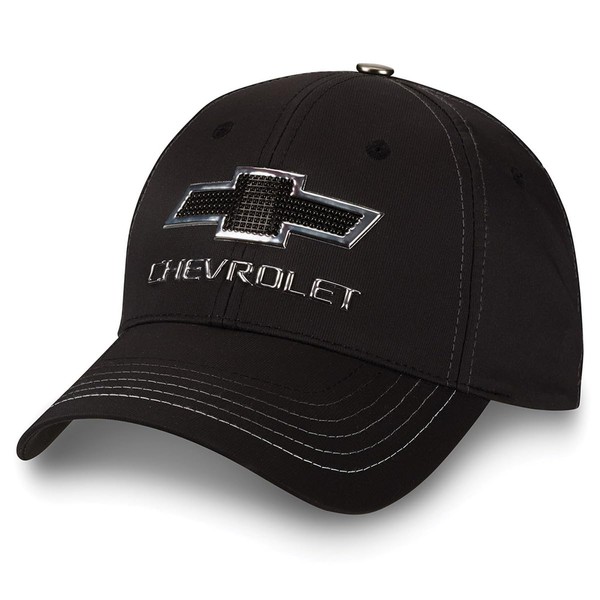Chevy Truck Black/Silver Metallic Badge Logo Cap New Chevrolet Bowtie Hat