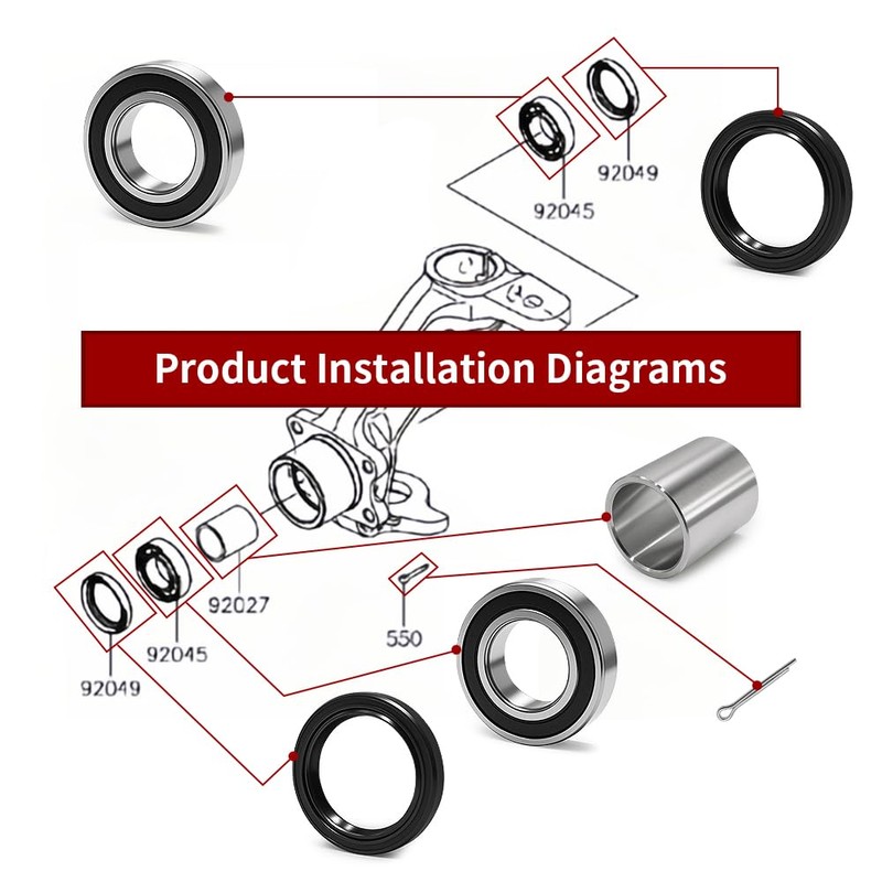 GOLKNHA 2 Set Front Suspension/Axle Wheel Bearings Seals Kit with