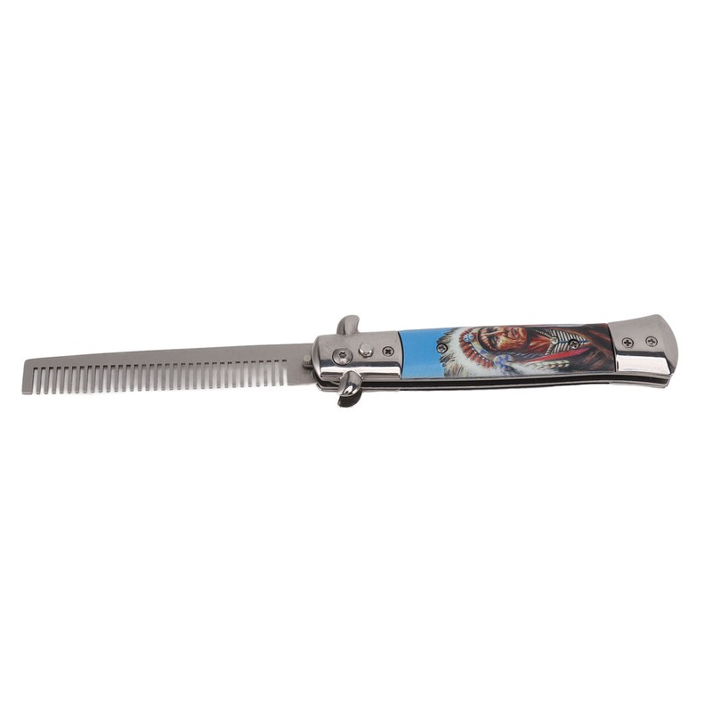Men Spring Comb Pocket Size Stainless Steel Teeth Foldable Brush