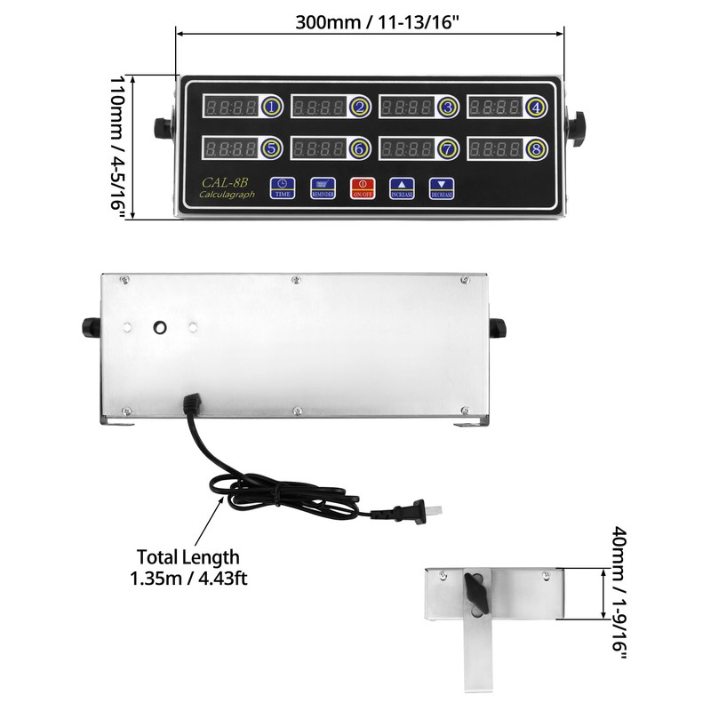 QWORK Digital Kitchen Timer - 8-Channel Multi-Timer with Waterproof Panel,